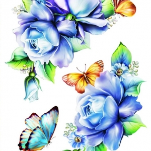 Декоративна наліпка Label №34 Розы голубые